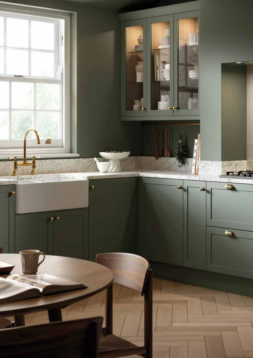Bella Smoke Green replacement kitchen doors by The Cabinet Door Shop