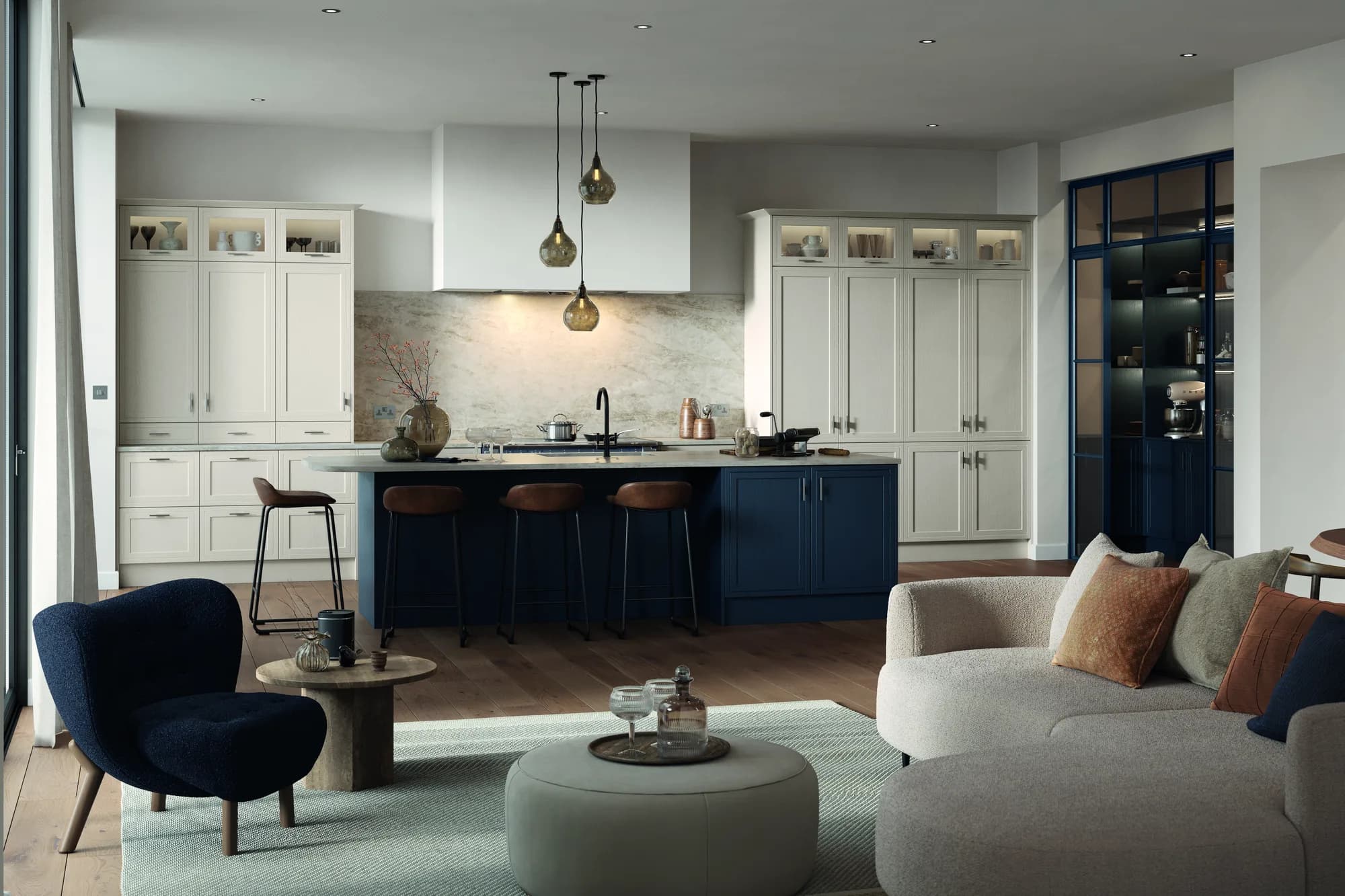 Arrington kitchen in Shell & Slate Blue